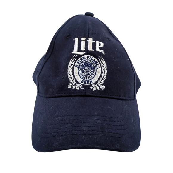 Official MILLER LITE Beer Embroidered Logo Navy Blue Snapback Baseball Hat Cap - Picture 1 of 6